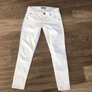 Hudson classic pocket cropped white skinny  jeans